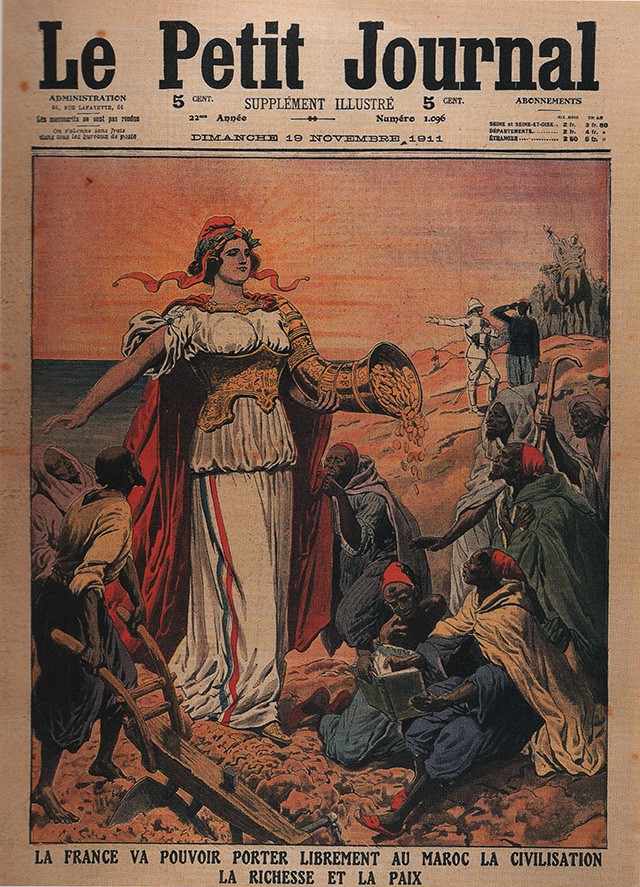 未開の北アフリカに文明をもたらした女神、フランス